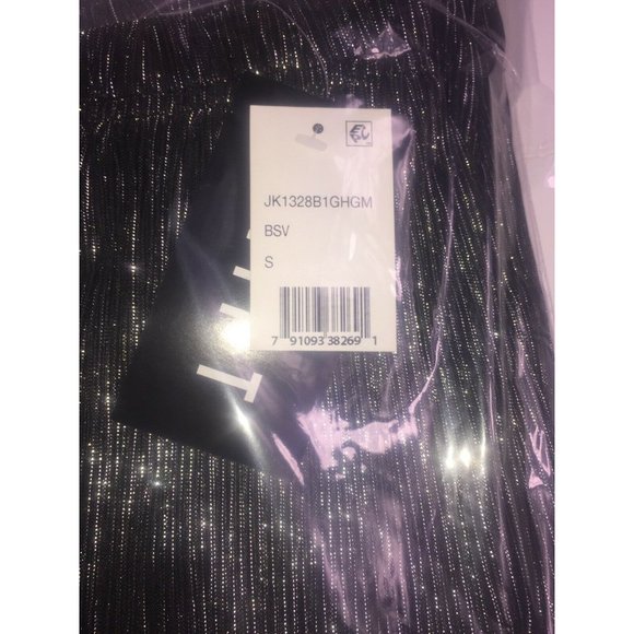 SHIFT Juniors' Sheer Metallic Pleated Skirt in Black/Silver, Size Small - Picture 3 of 5